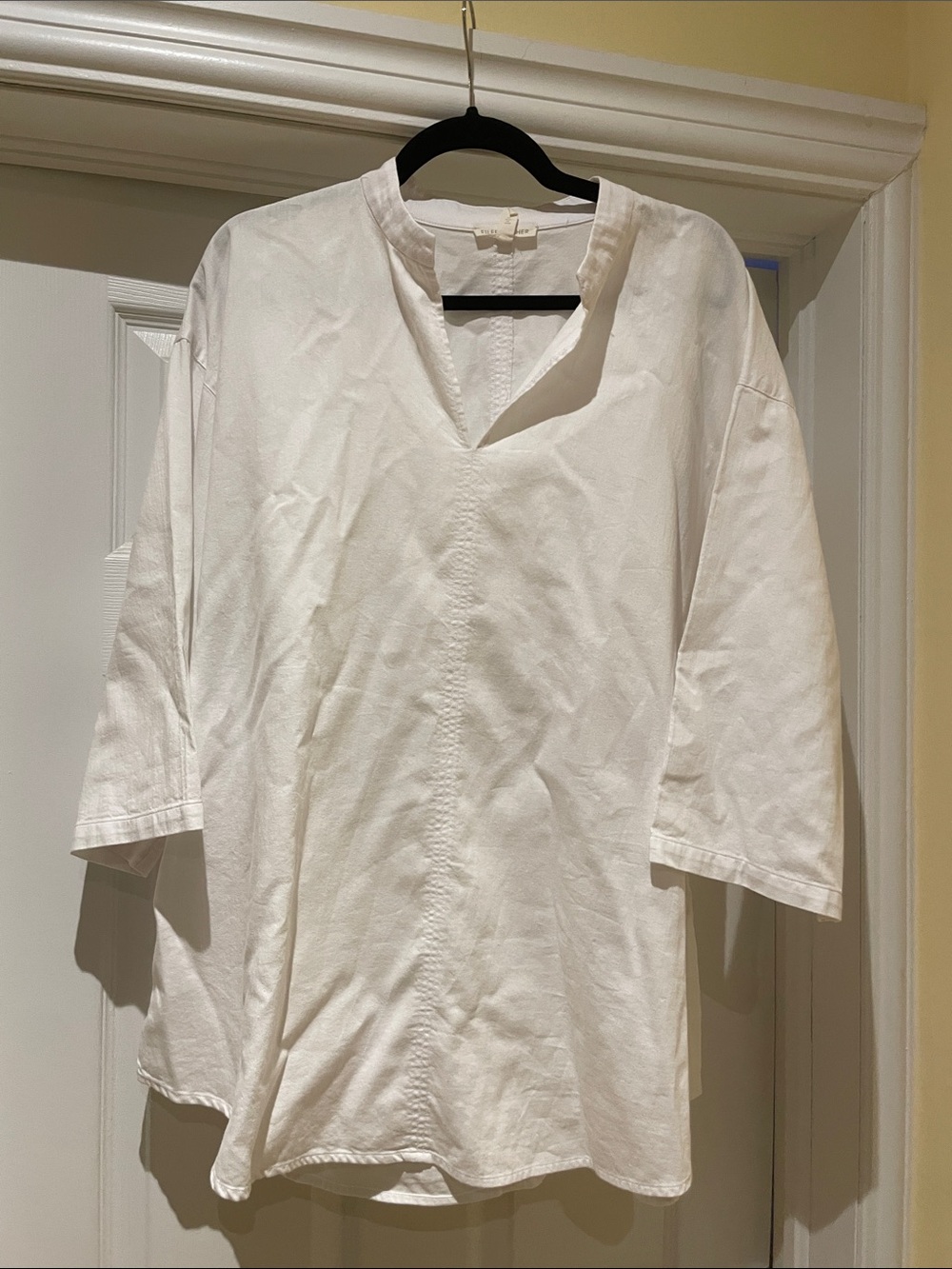 Eileen Fisher White Organic Cotton Oversized Tunic Minimalist Lagenlook M